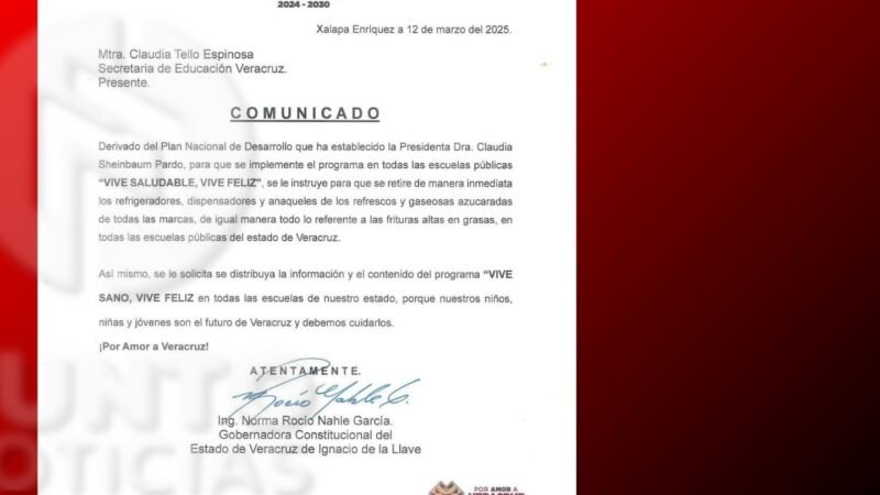 Veracruz prohíbe venta de comida chatarra en escuelas públicasOrdenan retiro de refrigeradores, dispensadores y anaqueles de productos procesados