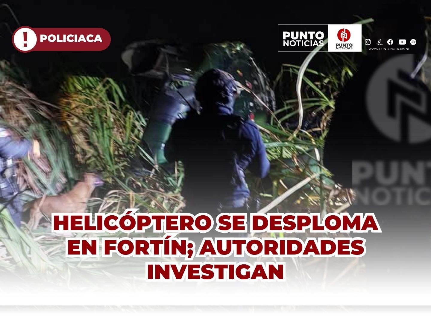 Helicóptero se desploma en Fortín; autoridades investigan