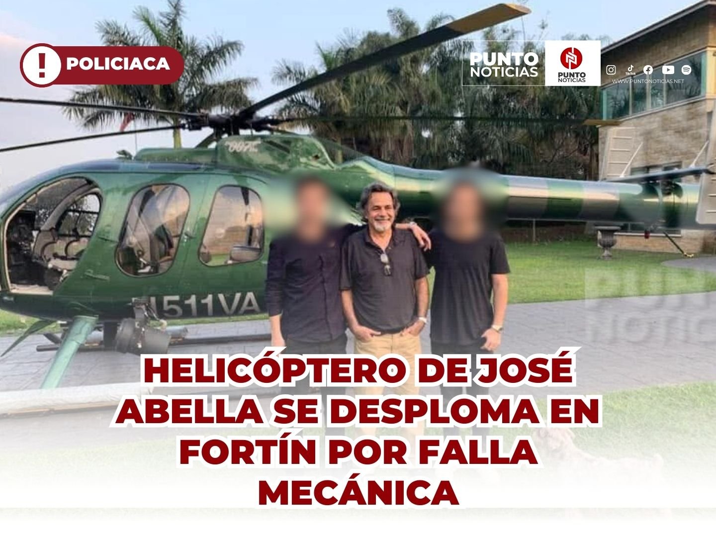 Helicóptero de José Abella se desploma en Fortín por falla mecánica