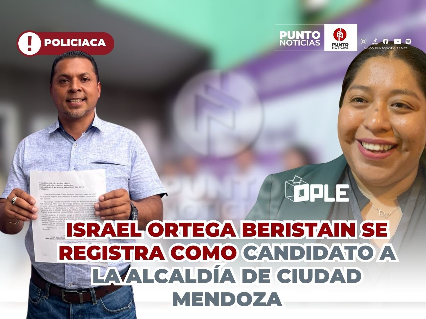 Israel Ortega Beristain se registra como candidato a la alcaldía de Ciudad Mendoza