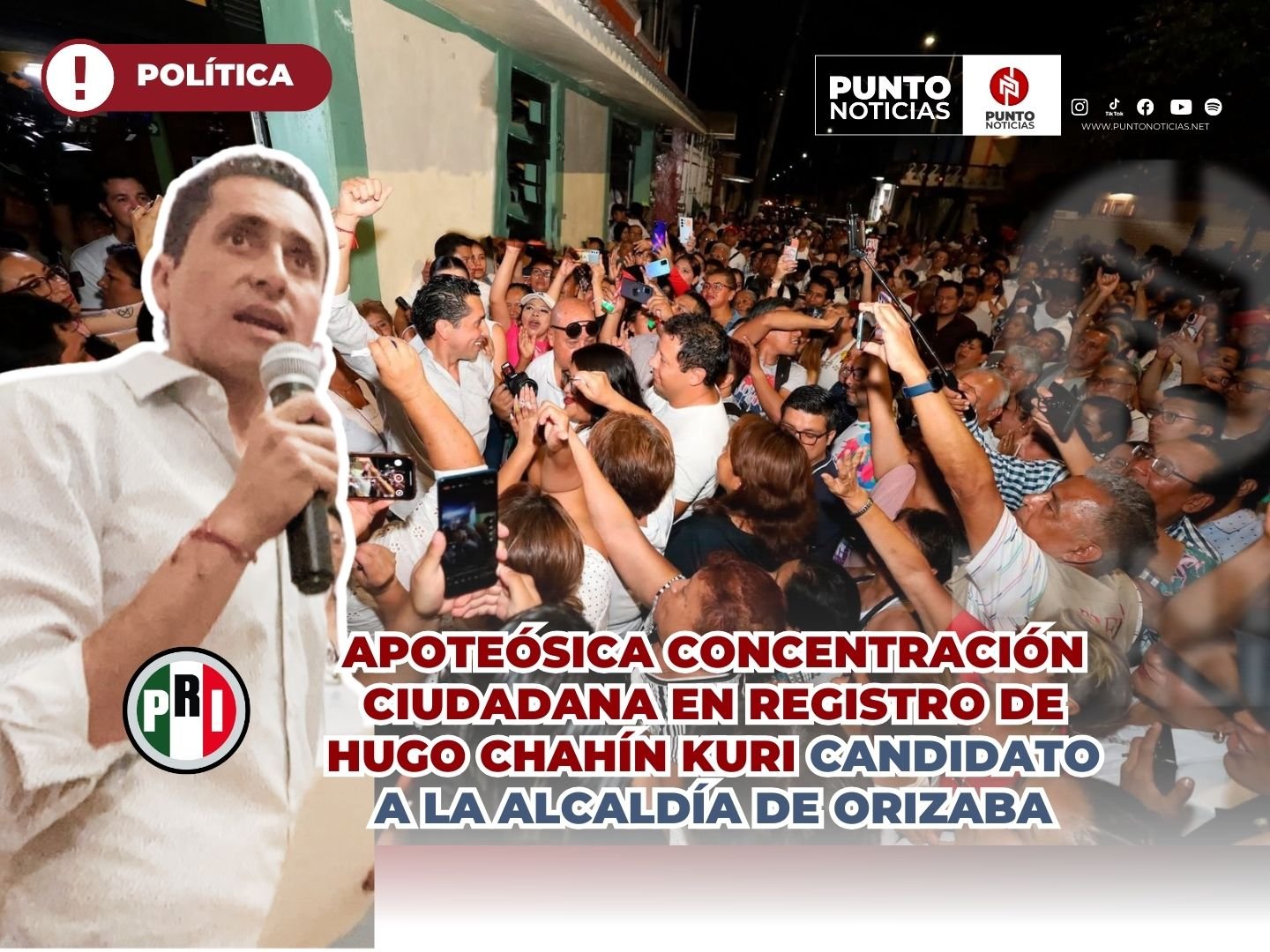 Apoteósica concentración ciudadana en registro de Hugo Chahín Kuri candidato a la alcaldía de Orizaba