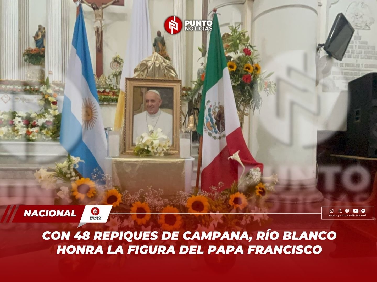 Con 48 repiques de campana, Río Blanco honra la figura del Papa Francisco