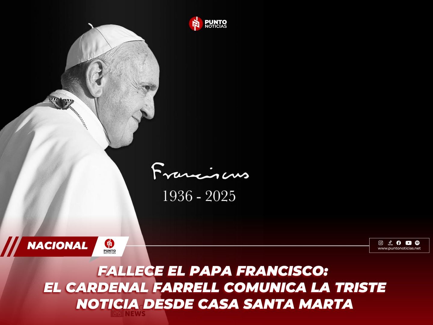 Fallece el Papa Francisco: El Cardenal Farrell comunica la triste noticia desde Casa Santa Marta