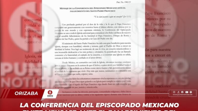 La Conferencia del Episcopado Mexicano emite mensaje ante el fallecimiento del Papa Francisco