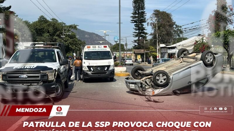 PATRULLA DE LA SSP PROVOCA CHOQUE CON VEHÍCULO PARTICULAR RESULTANDO EL CHOFER LESIONADO EN RÍO BLANCO.