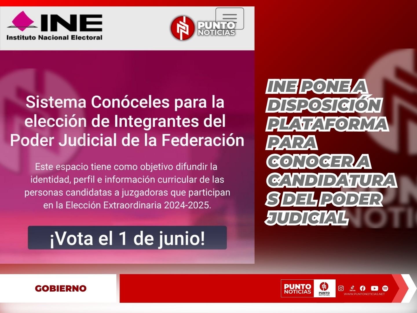 INE pone a disposición plataforma para conocer a candidaturas del Poder Judicial