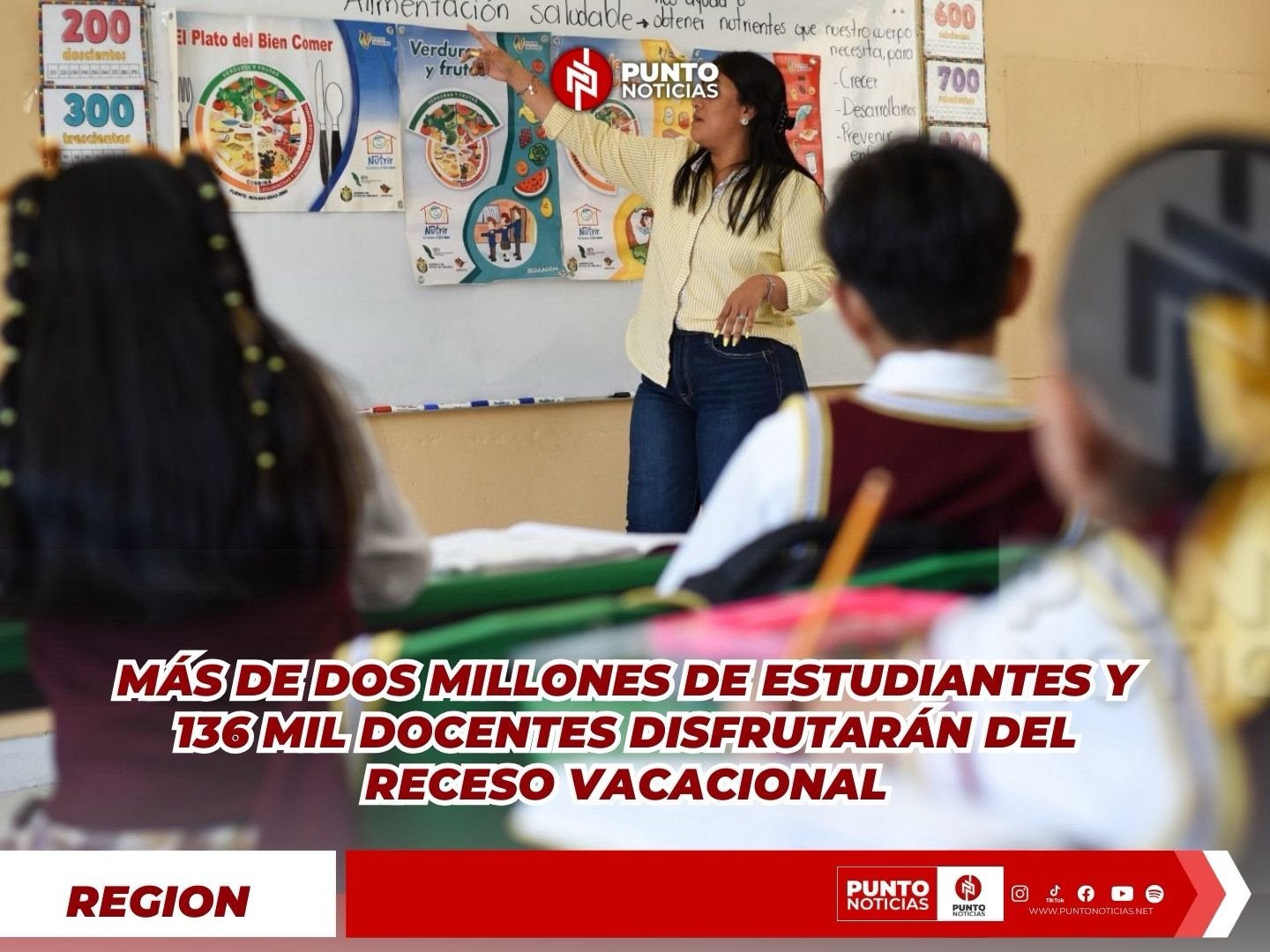 Más de dos millones de estudiantes y 136 mil docentes disfrutarán del receso vacacional