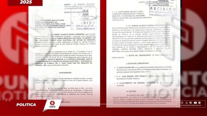Investigan formalmente a Hugo Chahín por presuntas irregularidades electoralesCinco quejas ante el OPLE apuntan a violaciones a la normativa electoral por parte del candidato del PRI y el Ayuntamiento de Orizaba