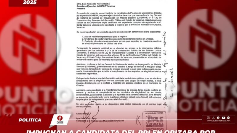 Impugnan a candidata del PRI en Orizaba por presunta falta de residencia en el municipio