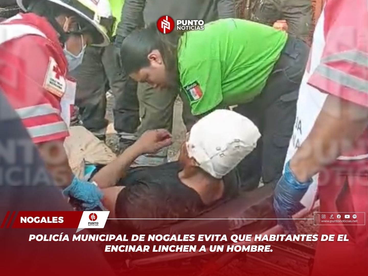 POLICÍA MUNICIPAL DE NOGALES EVITA QUE HABITANTES DE EL ENCINAR LINCHEN A UN HOMBRE.