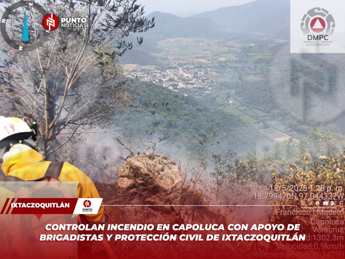 Controlan incendio en Capoluca con apoyo de brigadistas y Protección Civil de Ixtaczoquitlán