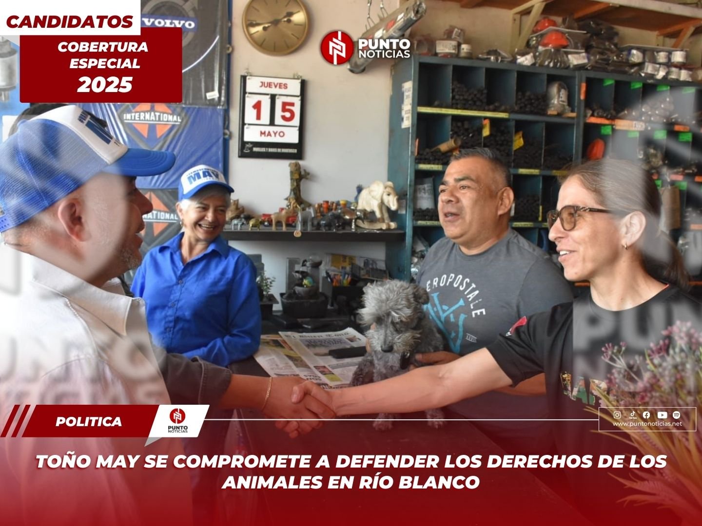 Toño May se compromete a defender los derechos de los animales en Río Blanco