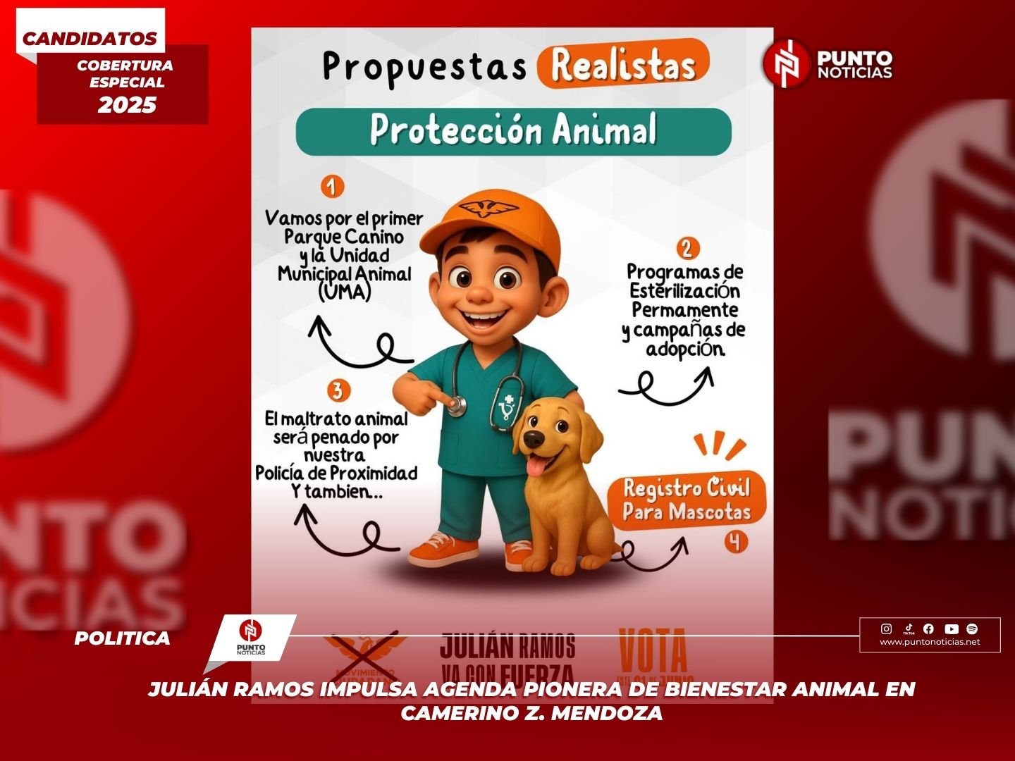 Julián Ramos Impulsa Agenda Pionera de Bienestar Animal en Camerino Z. Mendoza