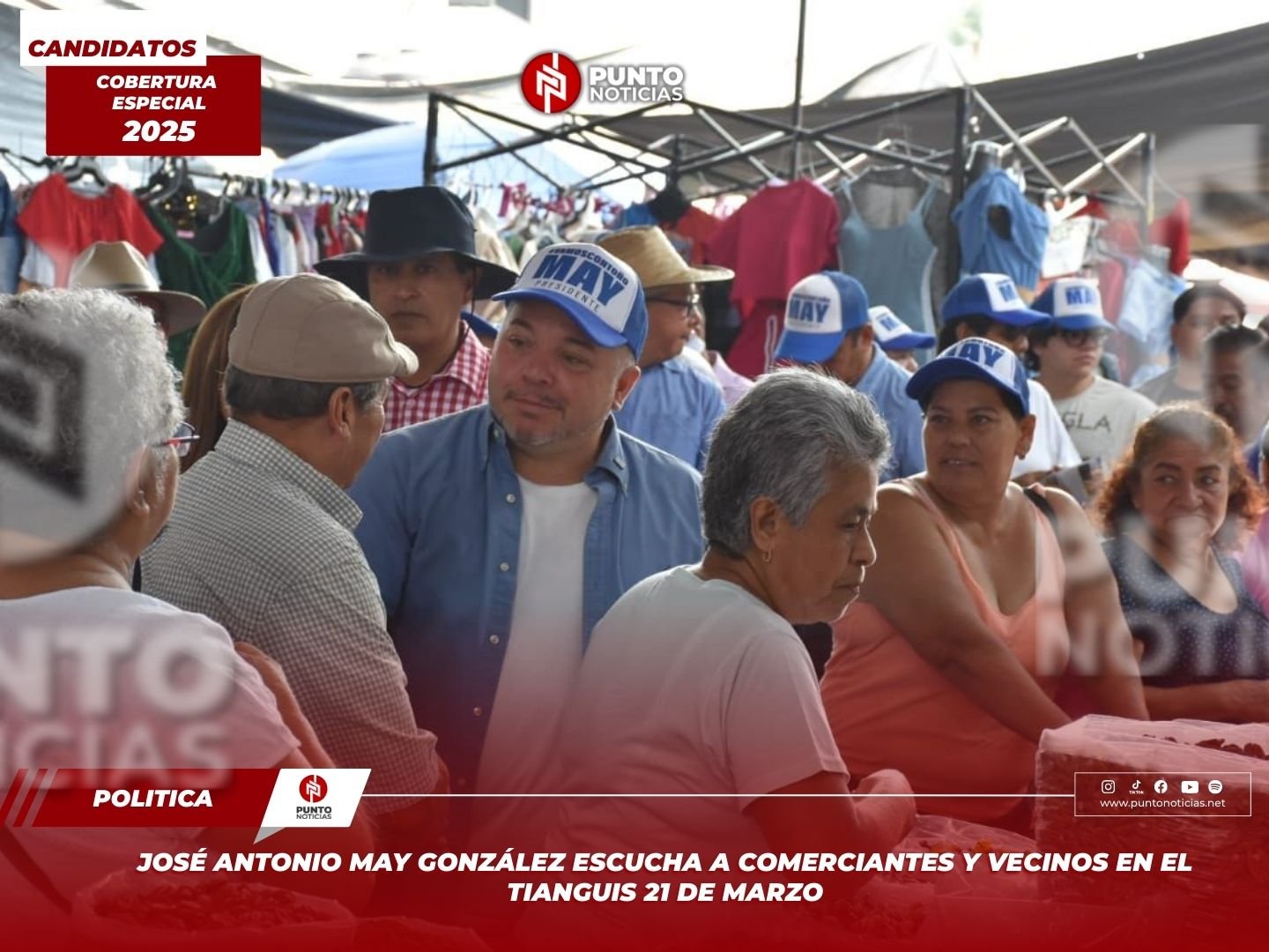 José Antonio May González escucha a comerciantes y vecinos en el Tianguis 21 de Marzo