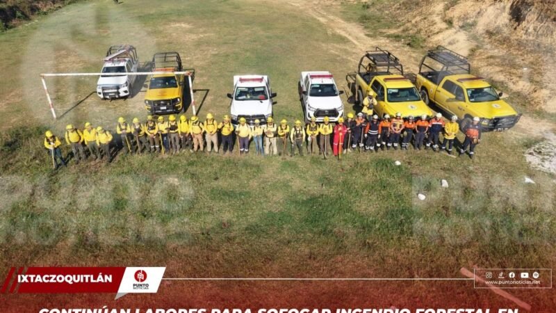 Continúan labores para sofocar incendio forestal en Tonalixco, Ixtaczoquitlán