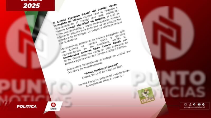 Partido Verde reafirma respaldo al Comité Municipal de Orizaba
