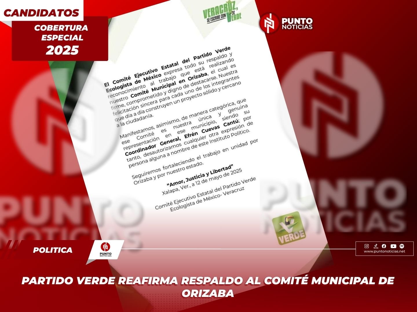 Partido Verde reafirma respaldo al Comité Municipal de Orizaba
