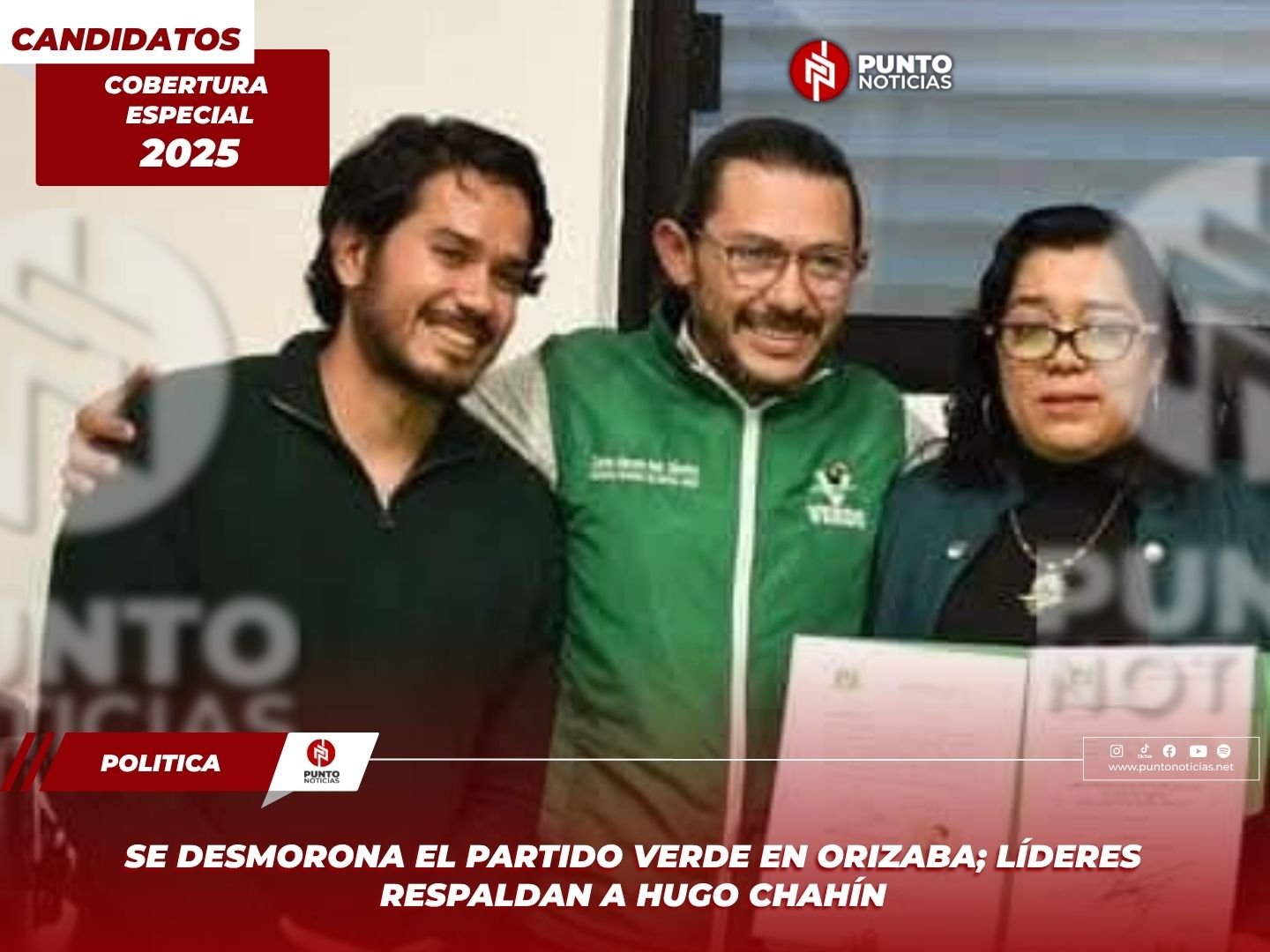 SE DESMORONA EL PARTIDO VERDE EN ORIZABA; LÍDERES RESPALDAN A HUGO CHAHÍN