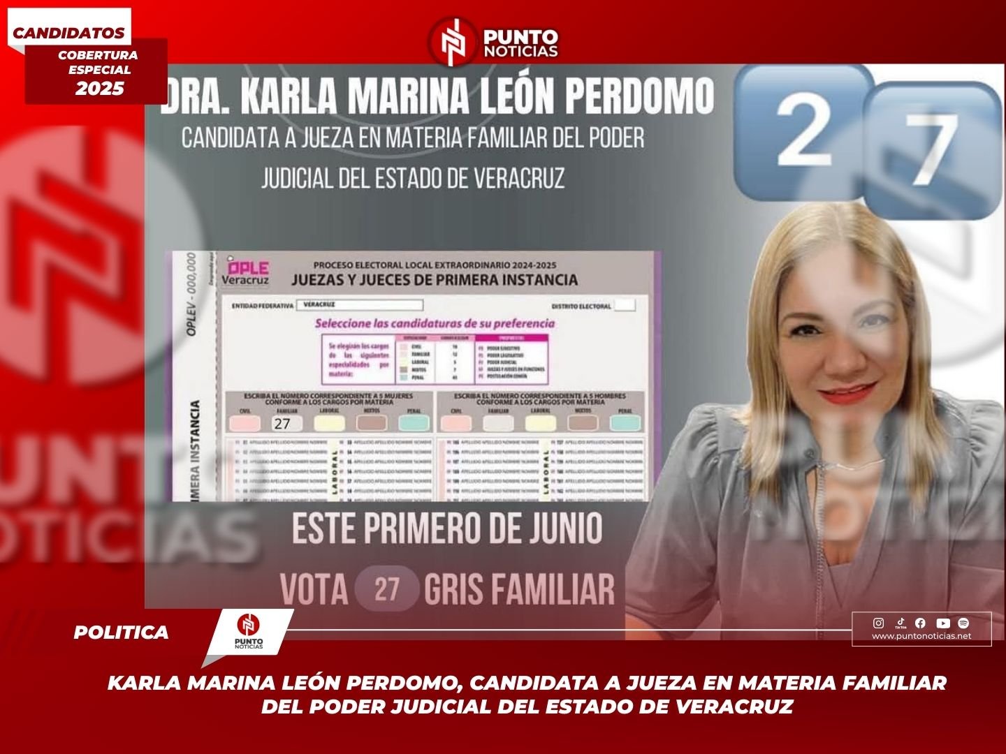 Karla Marina León Perdomo, candidata a jueza en materia familiar del Poder Judicial del Estado de Veracruz