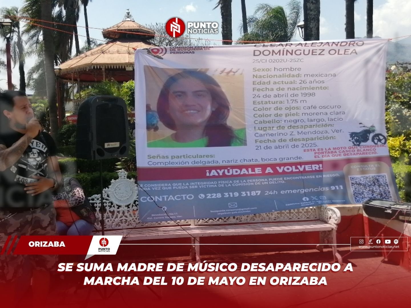 Se suma madre de músico desaparecido a marcha del 10 de mayo en Orizaba