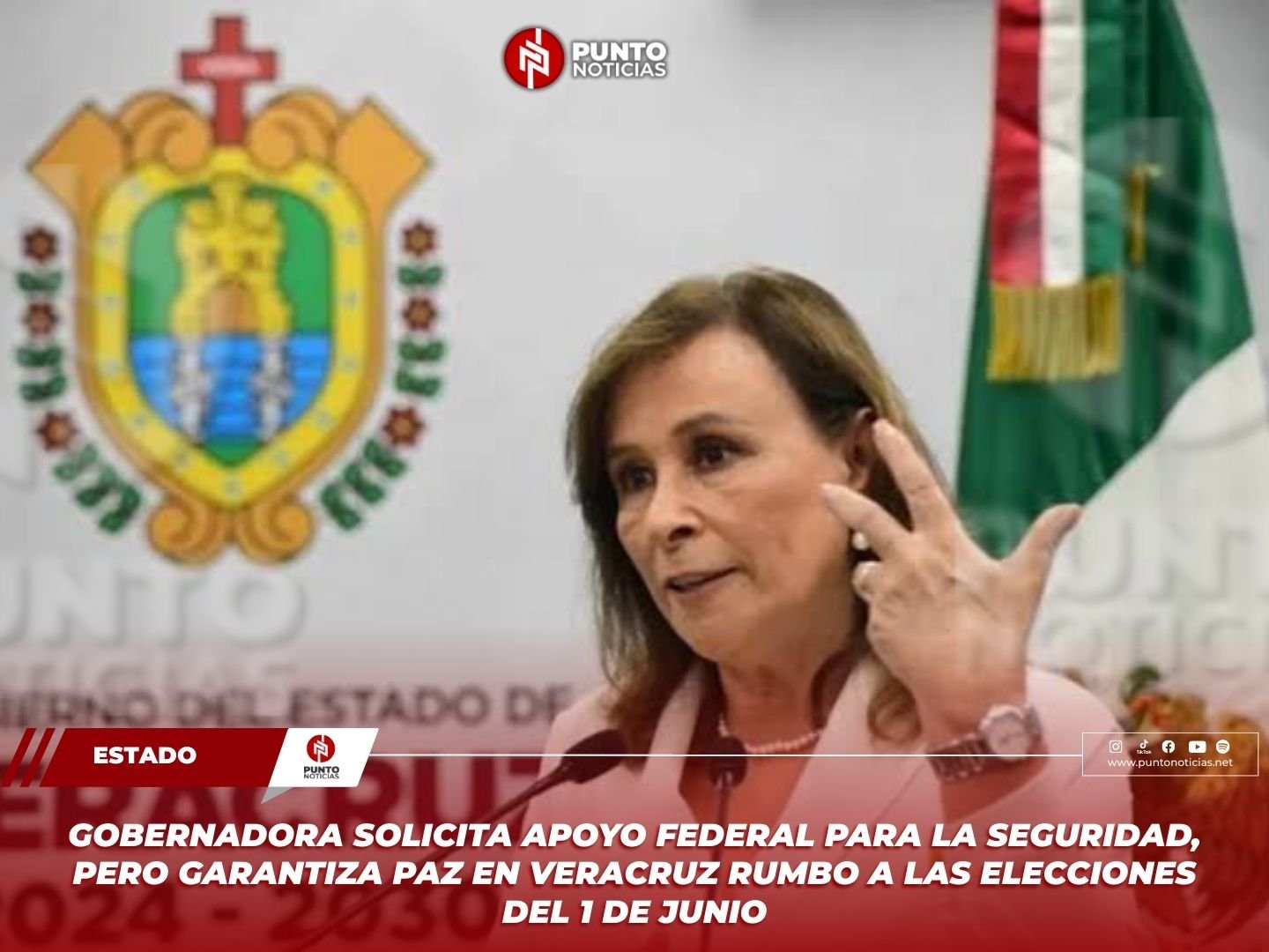 Gobernadora solicita apoyo federal para la seguridad, pero garantiza paz en Veracruz rumbo a las elecciones del 1 de junio
