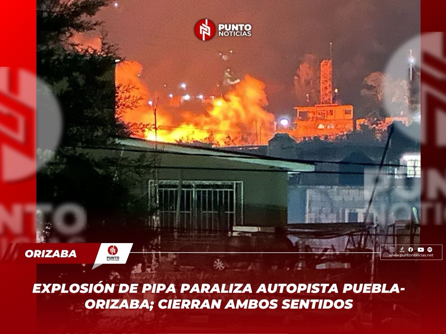 Explosión de pipa paraliza autopista Puebla-Orizaba; cierran ambos sentidos