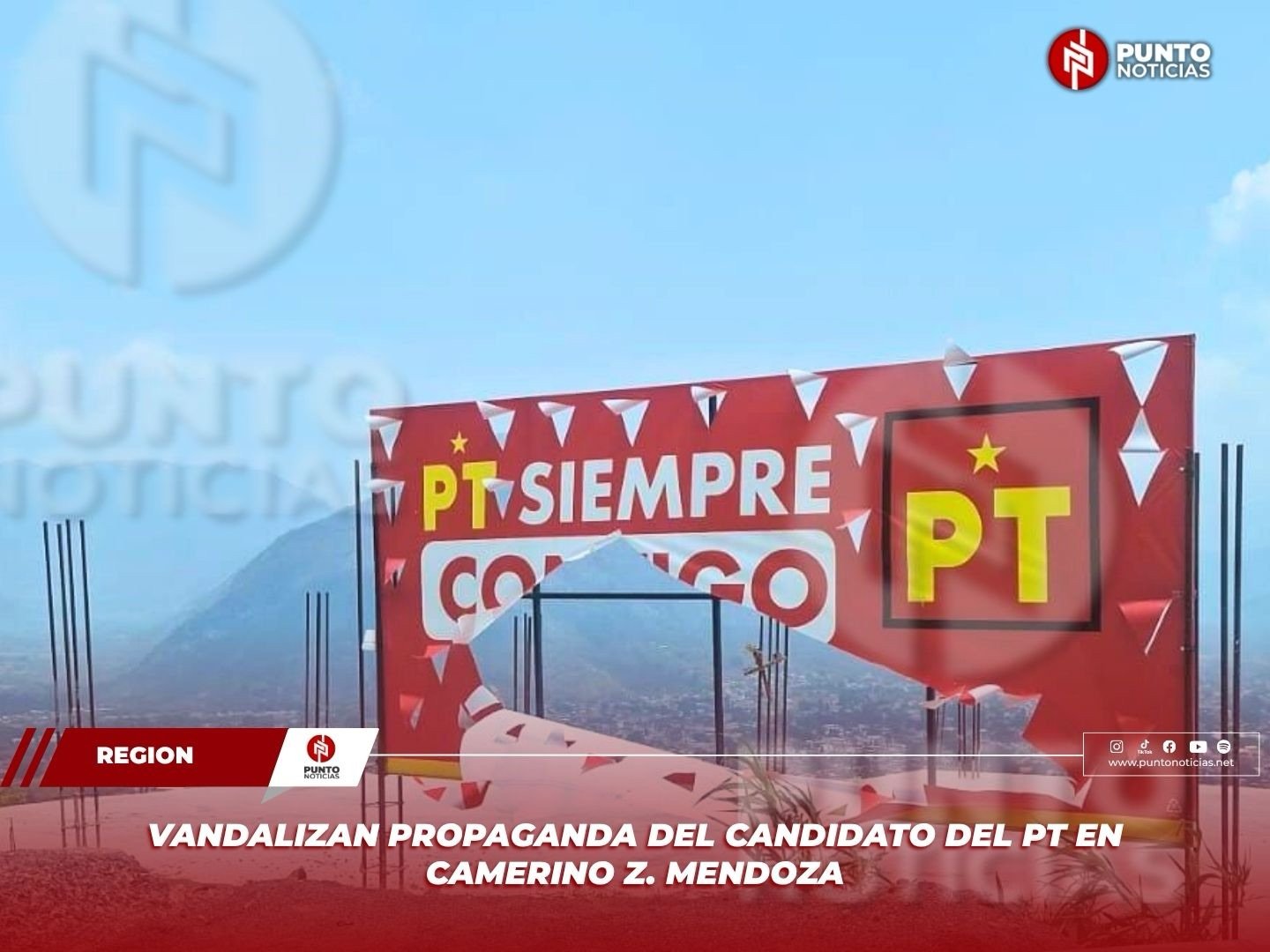 Vandalizan propaganda del candidato del PT en Camerino Z. Mendoza
