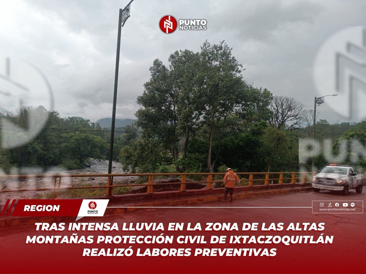 Tras intensa lluvia en la zona de las Altas Montañas Protección Civil de Ixtaczoquitlán realizó labores preventivas