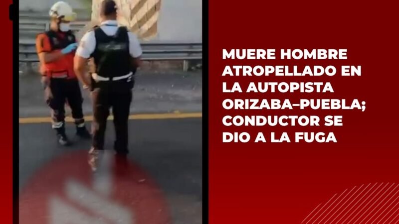 Muere hombre atropellado en la autopista Orizaba–Puebla; conductor se dio a la fuga