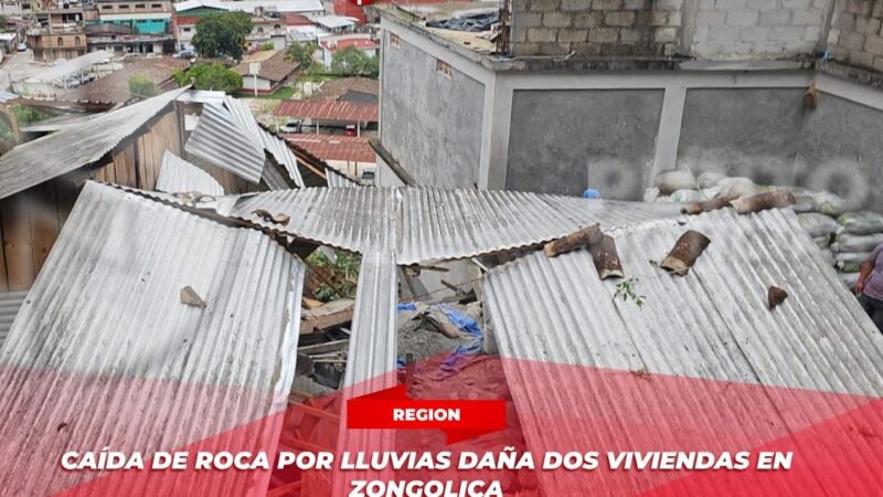 Caída de roca por lluvias daña dos viviendas en Zongolica