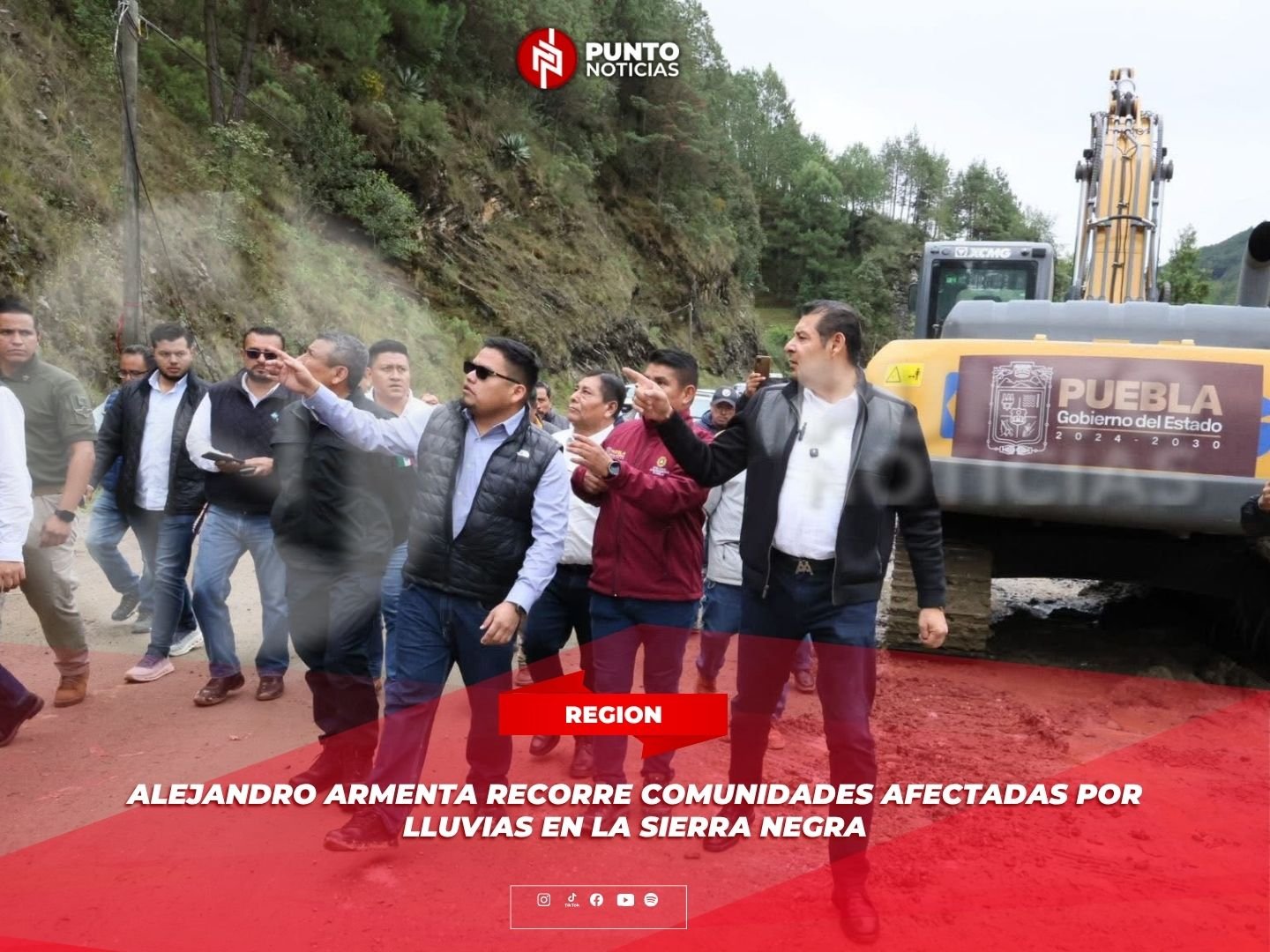 Alejandro Armenta recorre comunidades afectadas por lluvias en la Sierra Negra