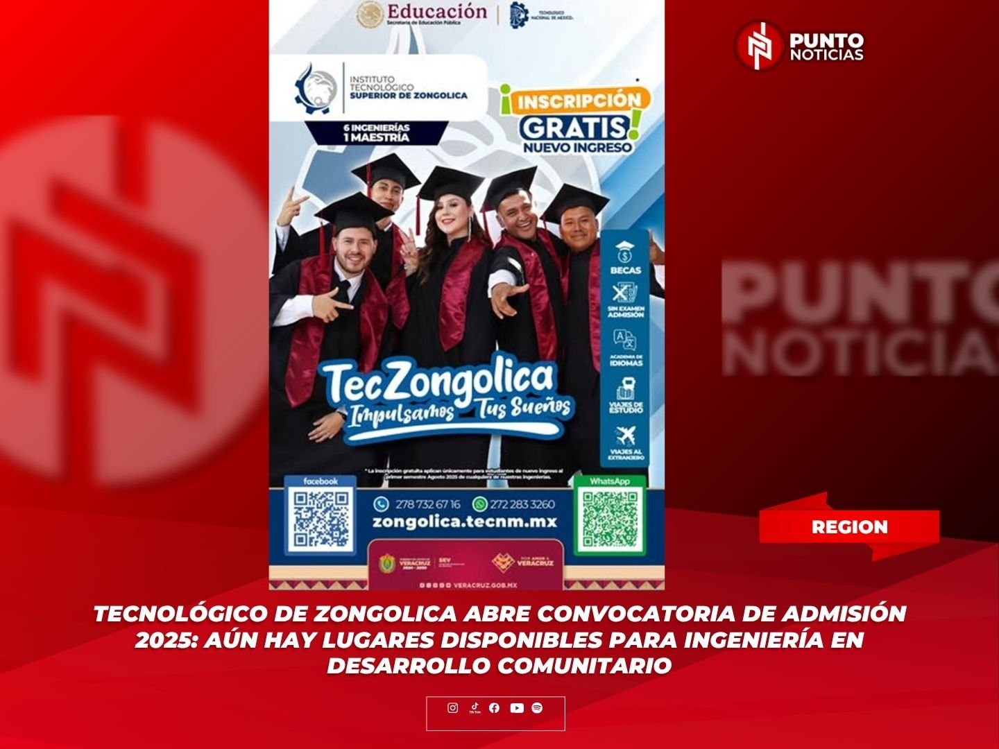 Tecnológico de Zongolica abre convocatoria de admisión 2025: aún hay lugares disponibles para Ingeniería en Desarrollo Comunitario