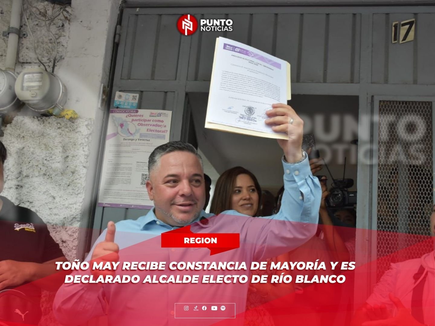 Toño May recibe constancia de mayoría y es declarado alcalde electo de Río Blanco