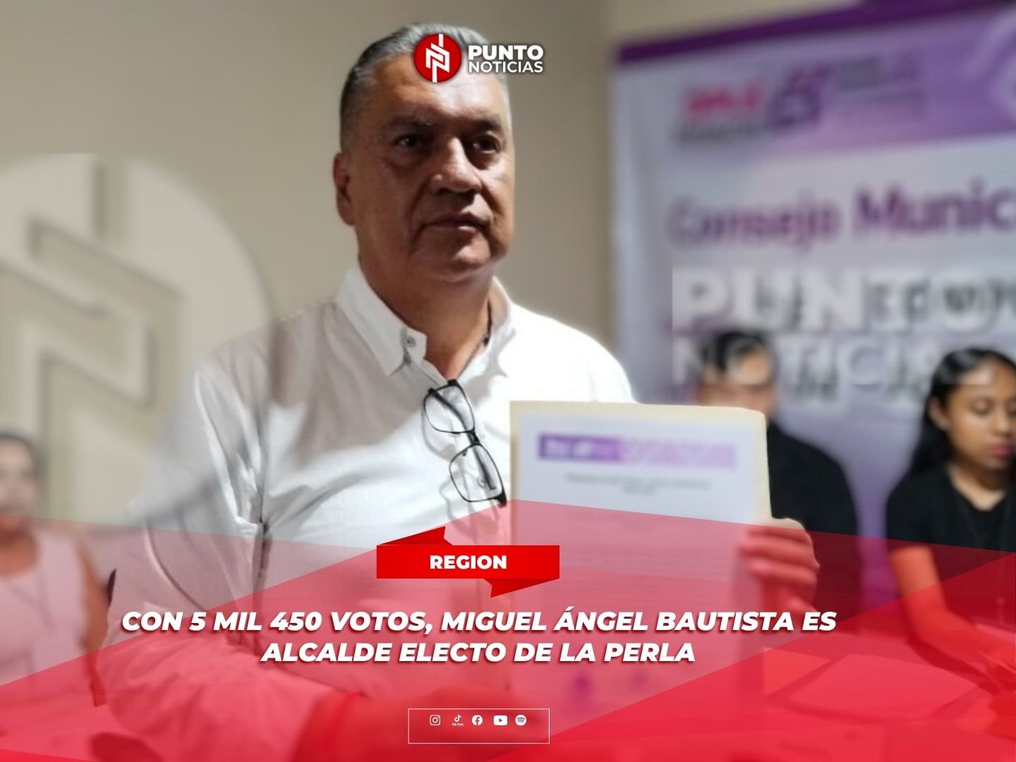 Con 5 mil 450 votos, Miguel Ángel Bautista es alcalde electo de La Perla