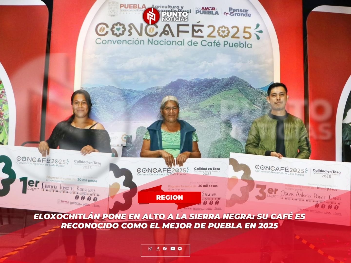Eloxochitlán pone en alto a la Sierra Negra: su café es reconocido como el mejor de Puebla en 2025