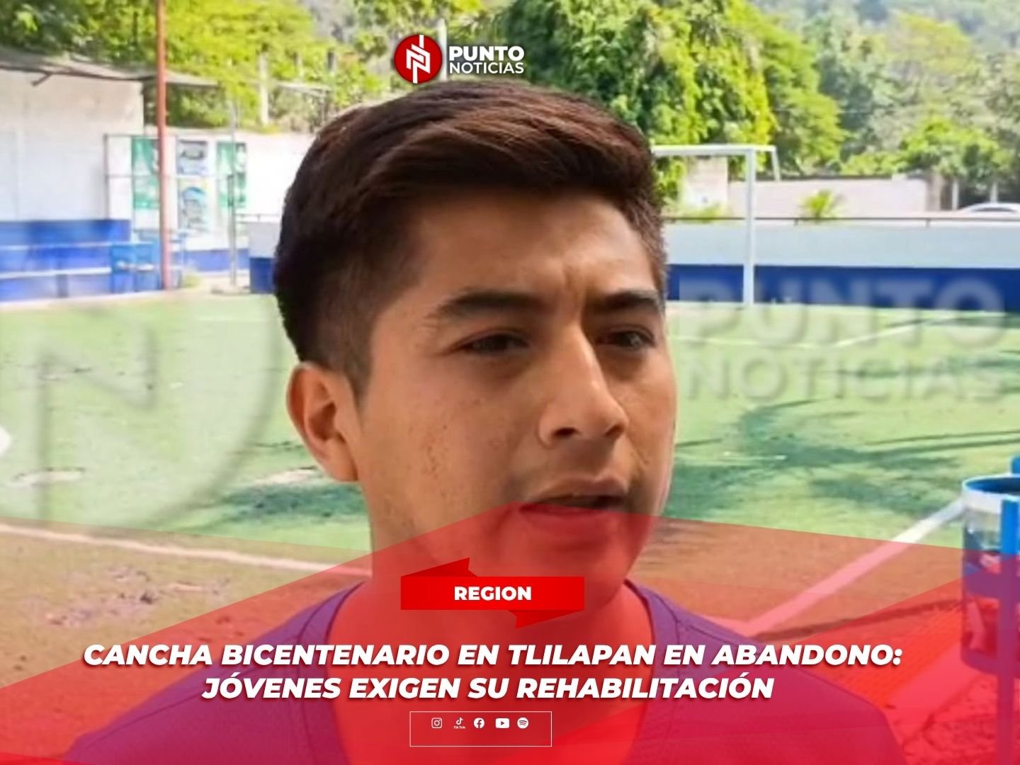 Cancha Bicentenario en Tlilapan en abandono: jóvenes exigen su rehabilitación