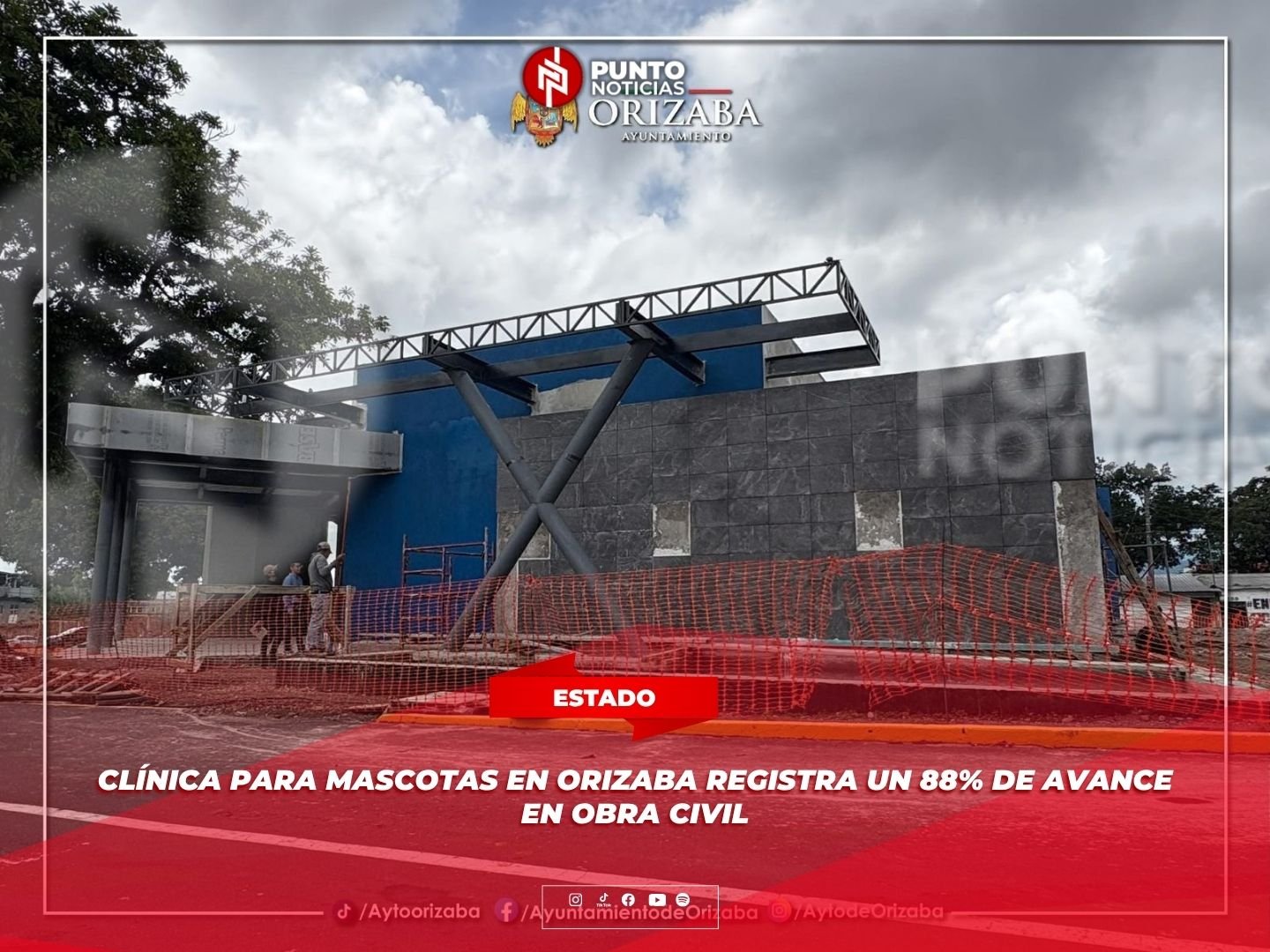 Clínica para Mascotas en Orizaba registra un 88% de avance en obra civil