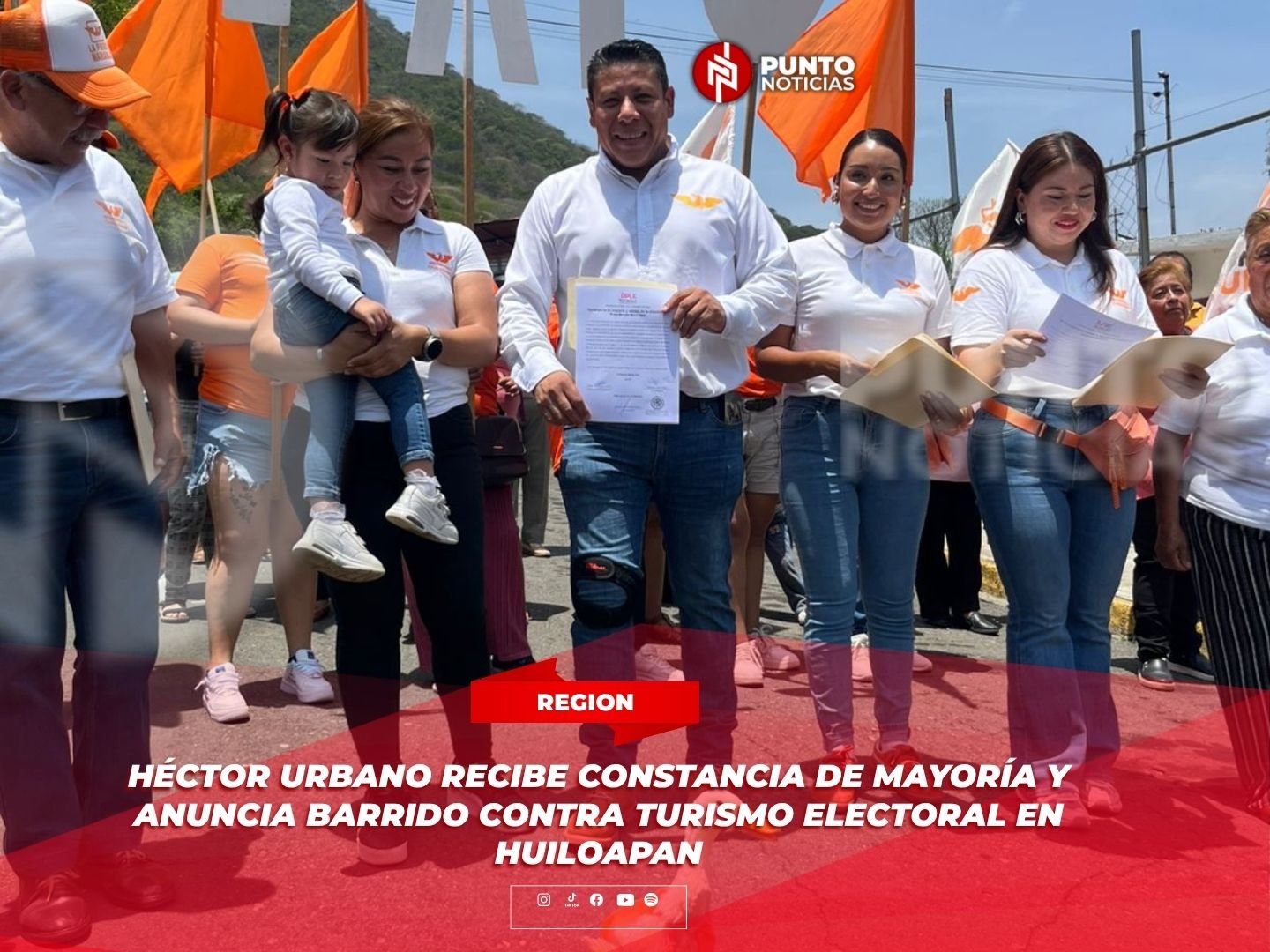 Héctor Urbano recibe constancia de mayoría y anuncia barrido contra turismo electoral en Huiloapan