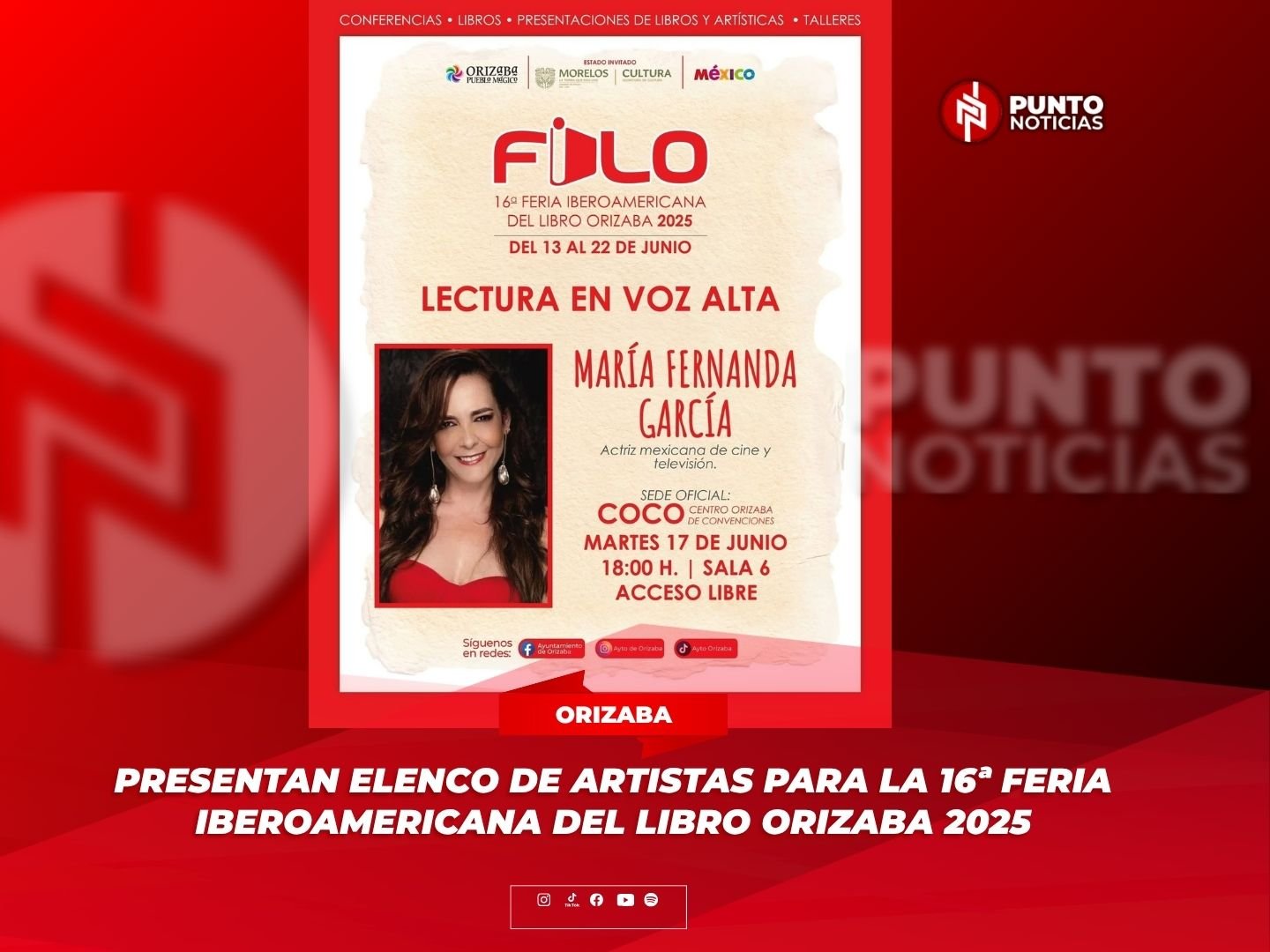 Presentan elenco de artistas para la 16ª Feria Iberoamericana del Libro Orizaba 2025