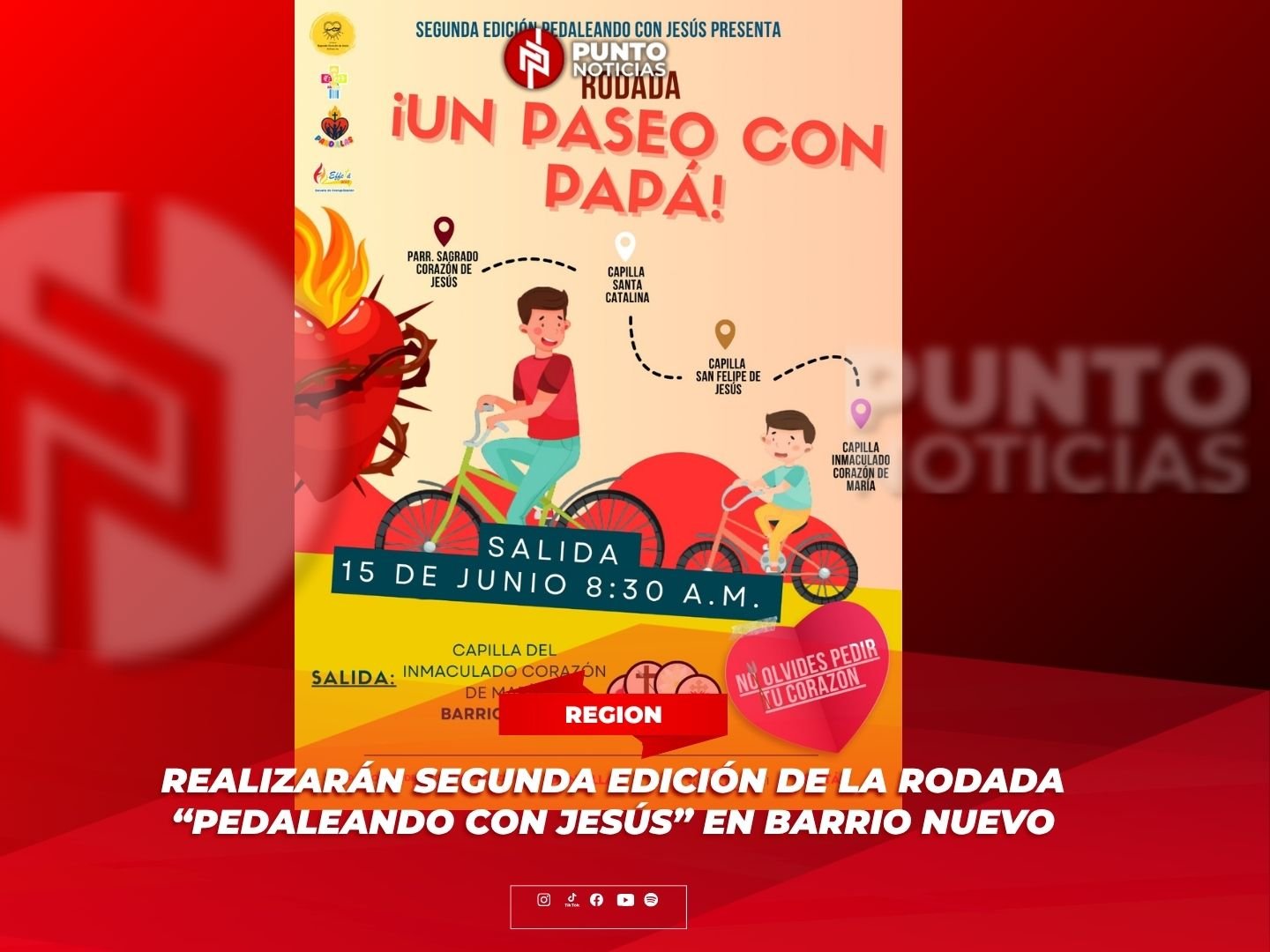 Realizarán segunda edición de la rodada “Pedaleando con Jesús” en Barrio Nuevo
