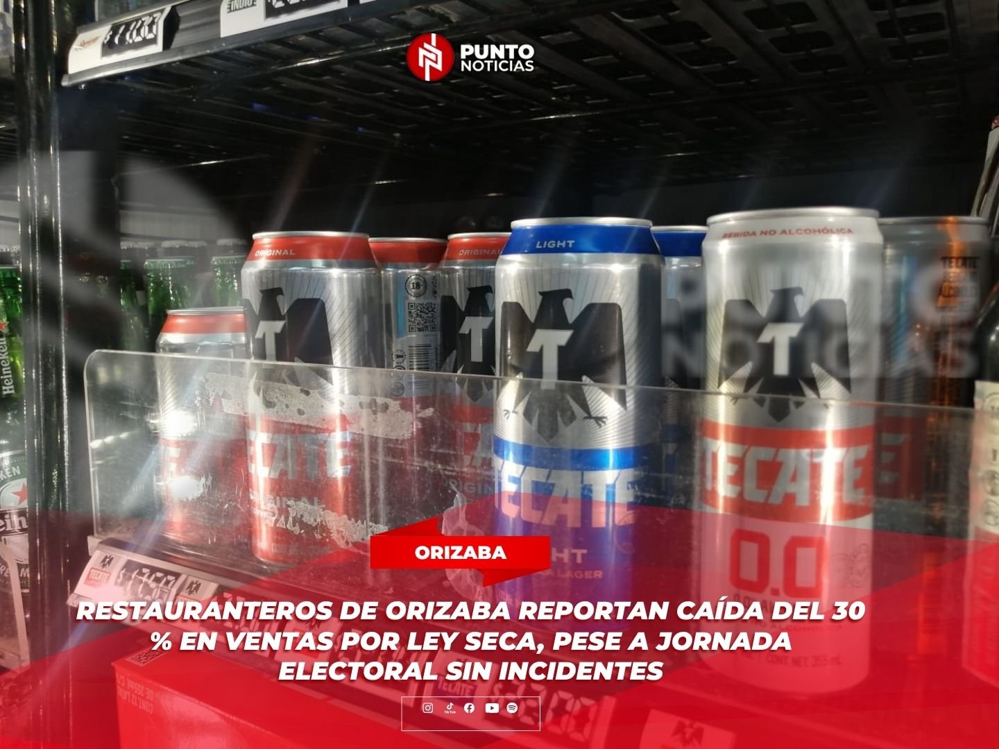 Restauranteros de Orizaba reportan caída del 30 % en ventas por ley seca, pese a jornada electoral sin incidentes