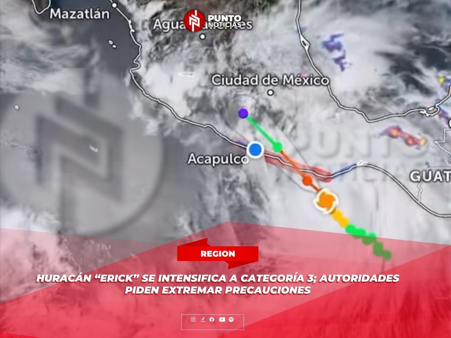 Huracán “Erick” se intensifica a categoría 3; autoridades piden extremar precauciones