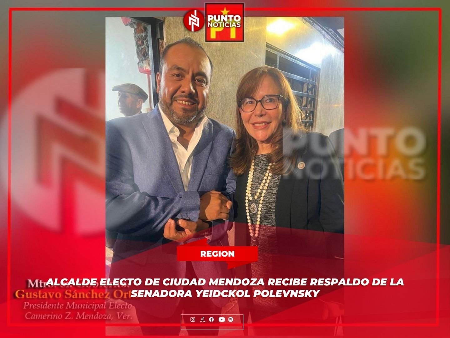 Alcalde electo de Ciudad Mendoza recibe respaldo de laSenadora Yeidckol Polevnsky