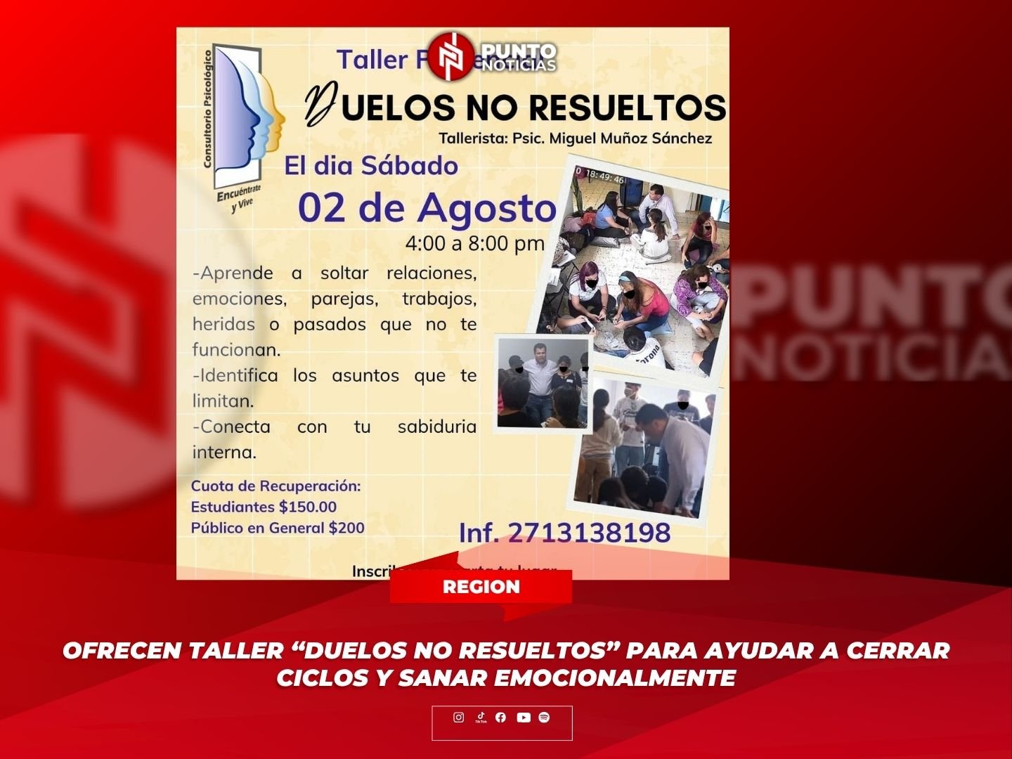 Ofrecen taller “Duelos no resueltos” para ayudar a cerrar ciclos y sanar emocionalmente