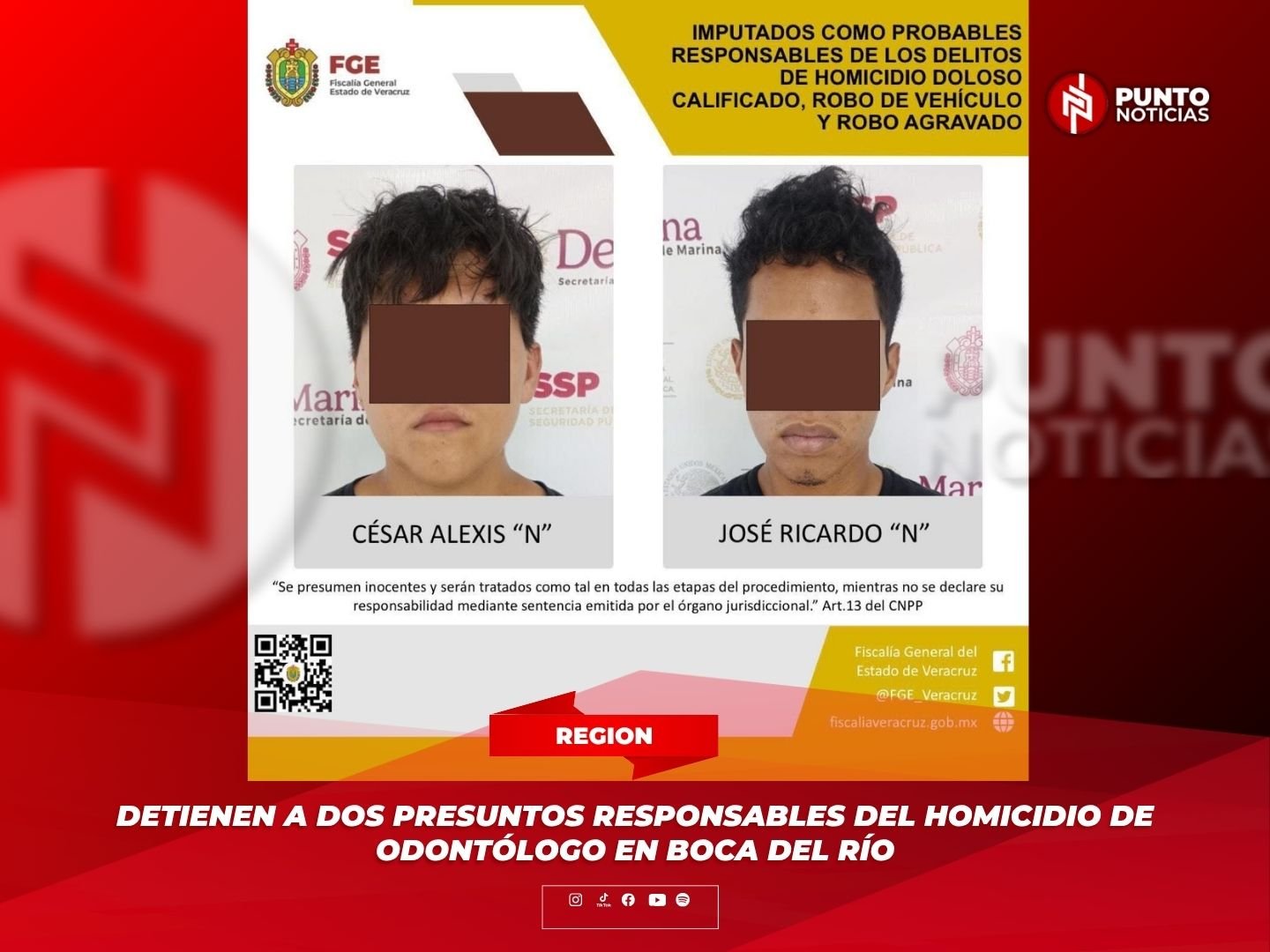 Detienen a dos presuntos responsables del homicidio de odontólogo en Boca del Río