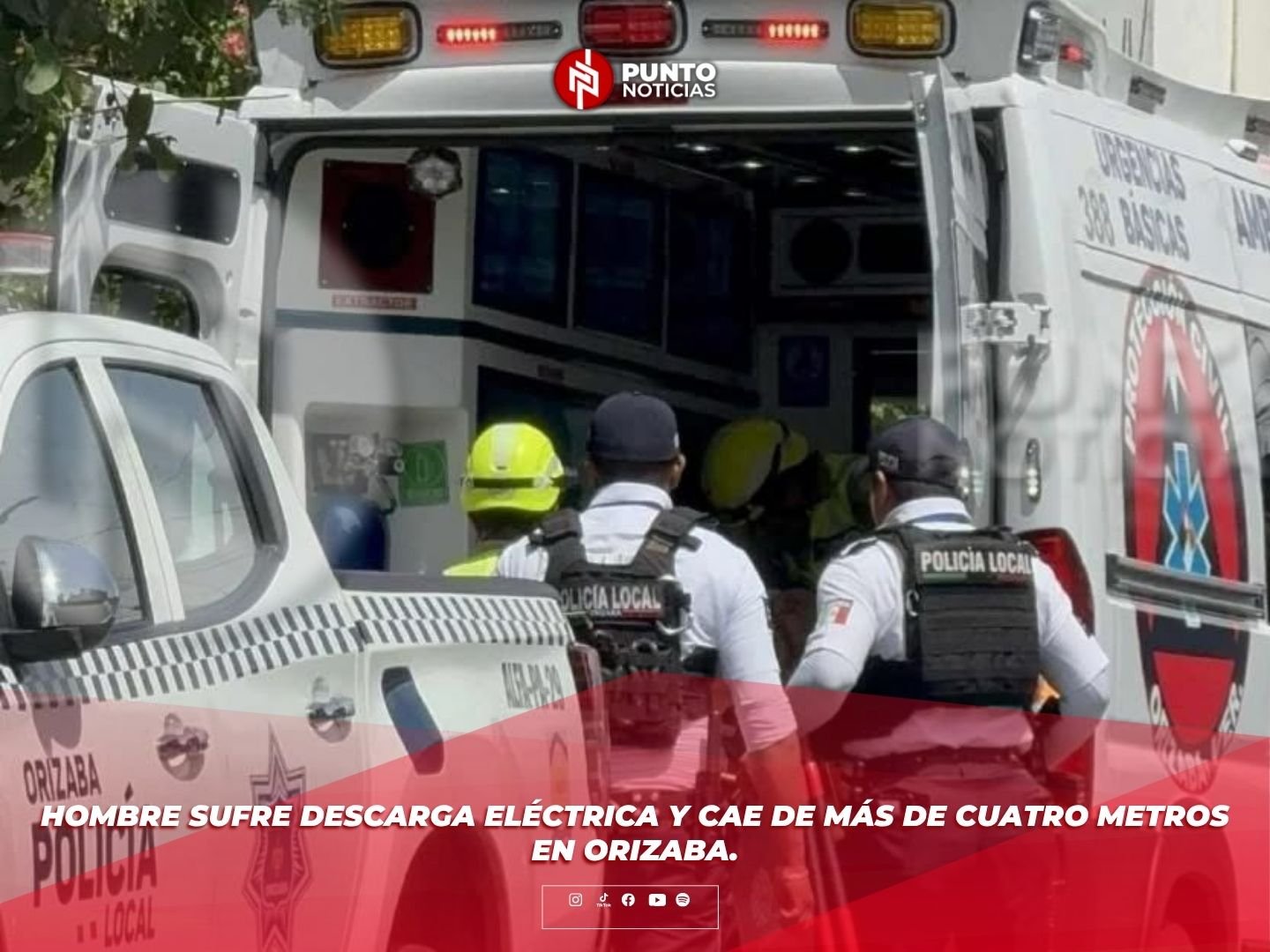 Hombre sufre descarga eléctrica y cae de más de cuatro metros en Orizaba.