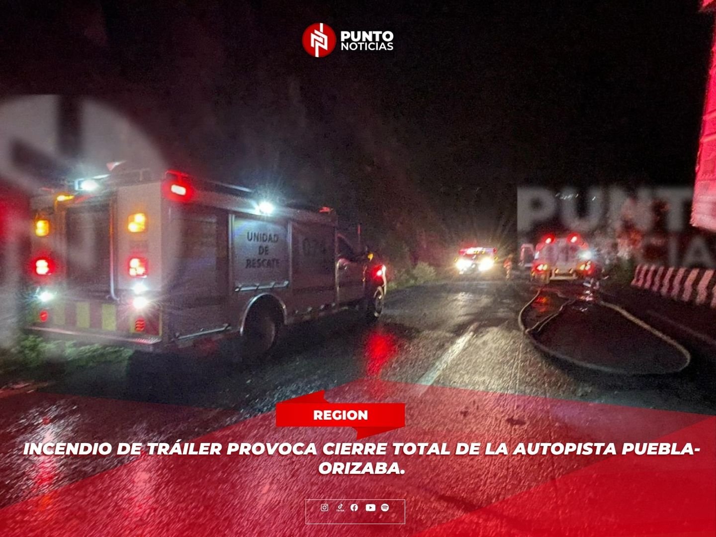 Incendio de Tráiler provoca cierre total de la autopista Puebla-Orizaba.