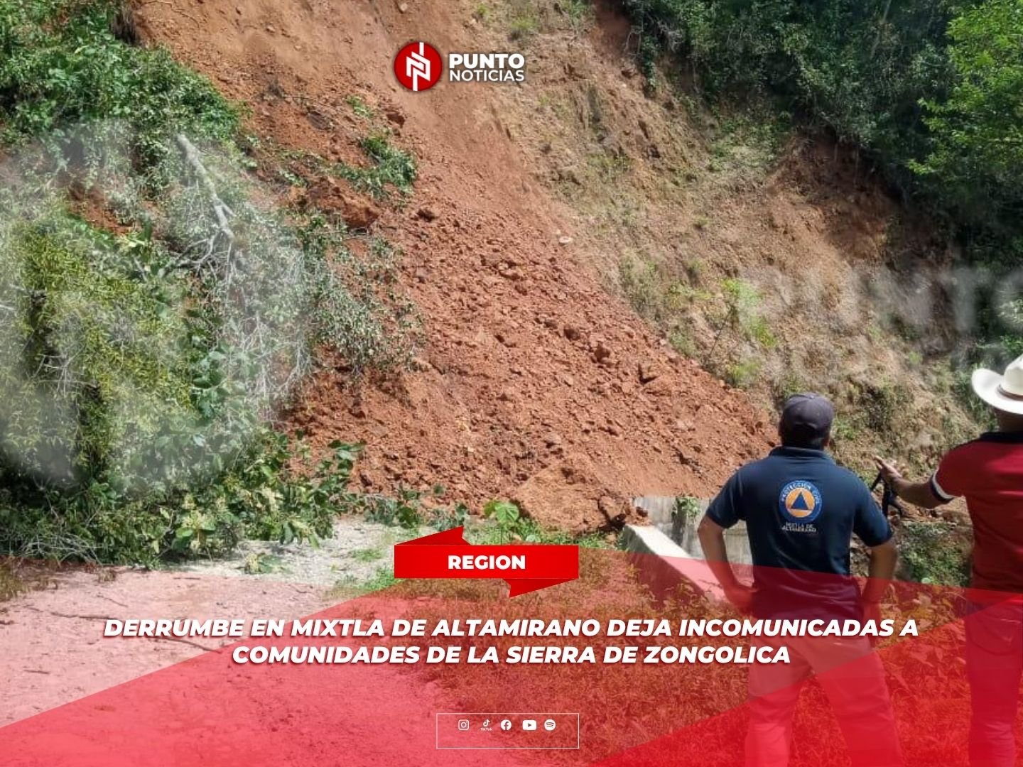Derrumbe en Mixtla de Altamirano deja incomunicadas a comunidades de la Sierra de Zongolica