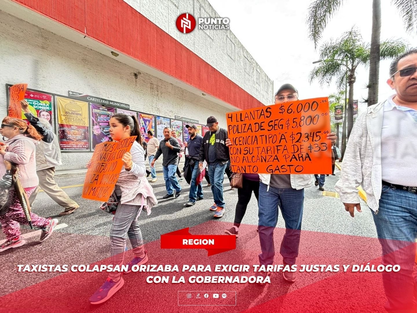 Taxistas colapsan Orizaba para exigir tarifas justas y diálogo con la gobernadora
