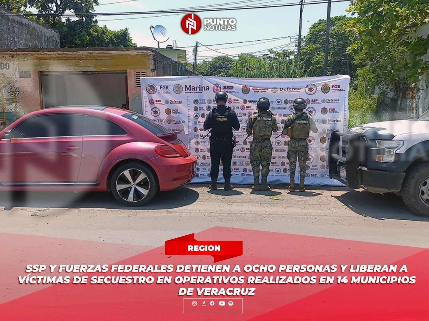 SSP y fuerzas federales detienen a ocho personas y liberan a víctimas de secuestro en operativos realizados en 14 municipios de Veracruz